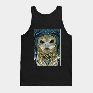 Owl Guardian of the Woods - White Outlined Version Tank Top